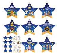 2OOYA Christmas Scene Sticker Craft - 40 Sets Make a Nativity Scenes Star Shaped Jesus Birth Craft with Religious Bible Cardboard Ornament, Christian DIY Kit for Kids Christmas Party Educational Gifts