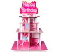 2ooya Princess Dreamhouse Cupcake Stand, 3-Tier Pink Mini Dessert Holder Cardboard Set with Birthday Cake Topper for Kids Girls Afternoon Tea Birthday Gift Party Table Decoration, Baking Candy Display