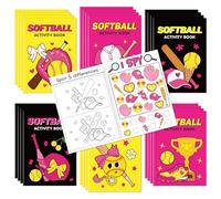 2ooya Softball Activity Book for Kids - Bulk Mini Games Set with Colouring, Mazes, Word Search, Word Scramble, DIY Booklet for Birthday Sports Theme Party Goodie Bags, Classroom Supplies