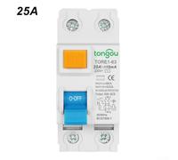 2P 10-63A 10mA Residual Current Circuit Breaker (RCCB) for 230V AC, 6kA Short-Circuit Rating, Differential Safety Switch with for CE Certificat(25A)