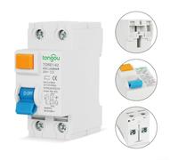 2P 1063A 10mA Differential Circuit Breaker 6KA 230V Safety Switch with Clear Wiring Diagram Above Test Button (10A)