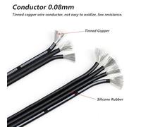 2P 3P 4P 6P 8P 10P Multi-core Soft Silicone Parallel Wire 30 28 26 24 22 20AWG Fexible High Temperature Resistant Copper Cables(Black-8P,50 METERS_22AWG)