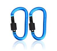 2P Carabiner Clip Locking Carabiner, 7.8cm/3inch Lake Blue Aluminum Alloy D-Ring Carabiners Key Locking Key Chain Clip Hook for Camping, Hiking, Traveling, Fishing, Backpack Keychains Keyring Outdoor