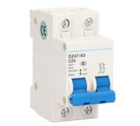2P Circuit Breaker 400V 20AMiniature Circuit Breaker Module Residual Current Isolator DIN Rail Mount DZ47?63 C20 Overcurrent Protector Automatic switch