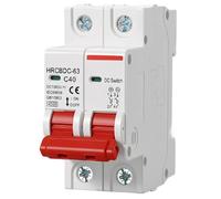 2P DC 1000V MCB Solar Mini Circuit Breaker - Overload Protection Switch Sizes 10A to 63A for Photovoltaic PV Systems (63A)