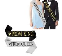 2P Graduation Prom King and Prom Queen Satin Sash for 2025 Graduat Decorations,Glitter Silver and Black Graduation Satin Sashes for Congrats Class 2025 Graduate Celebrations School Graduating Party
