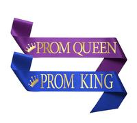 2P Graduation Prom King and Prom Queen Satin Sash for 2025 Graduat Decorations,Purple and Blue Graduation Satin Sashes for Congrats Class 2025 Graduate Celebrations School Graduating Party Supplies