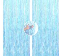 2P Iridescent Blue Foil Curtain Backdrop Curtain Birthday Curtain Decoration,1m*2m Party Fringe Backdrop Curtain Shimmer Hanging Frozen Party Streamer for Easter Birthday Wedding