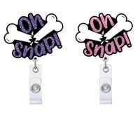 2P Oh Snap Retractable Badge Reel with ID Clip Name Tag Card Funny Broken Bone Gift for Nurses Office Worker Radiology X-Ray Orthopedics Nursing Student Alligator Clip
