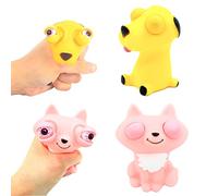 2P Popping Out it Eyes Squishy Squeeze Toy,Funny Doggy Cat Pinch Toy Stress Relief Toys,Squeeze Animals Toy Novelty Fidget Hand Toys for Christmas Stocking Fillers Kids Adults Autistic Birthday Gift