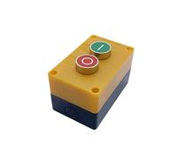 2P Push Button Switch Momentary Reset Control OFF-ON Yellow Box NO NC Use Industrial Switches