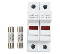 2P Solar Fuse Holder with LED DC 1000V 10x38mm for 16A-30A PV Fuses DIN Rail Mount Overcurrent Protection Gray High-Temp Plastic IEC 60269-6 EN 60947-3 Solar System Use(25A)