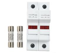 2P Solar PV Fuse Holder with LED, 1000V DC 10x38mm Fuse Box for 16A-30A, DIN Rail Mount String Protection for Solar Panels and Industrial Systems, Gray(30A)