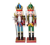 2P Wooden Christmas Nutcracker Soldiers,Large Christmas Nutcracker Soldier Ornament 30CM,Traditional Nutcracker Soldier Puppet Nutcracker Toy Gift for Kids Classic Xmas Decor Nutcracker King Soldier