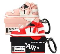 [2Pac] Compatible Airpods Pro 3 Case (2025),3D Cute Cartoon Shoe Box Soft Silicone Protective Cases for Apple AirPods Pro 3rd Generation Case,Airpod Pro 3 Cover with Keychain for Women Men,Red+Pink