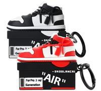 [2Pac] Compatible Airpods Pro 3 Case (2025),3D Cute Cartoon Shoe Box Soft Silicone Protective Cases for Apple AirPods Pro 3rd Generation Case,Airpod Pro 3 Cover with Keychain for Women Men,Red+Black