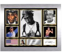 2Pac Signed Autograph Photograph Display - Perfect for Hip Hop Fans, A3 Poster + Silver Frame - Limited Edition Autograph Fan Gift - Collectible Memorabilia Merchandise