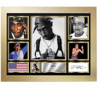 2Pac Signed Autograph Photograph Display - Perfect for Hip Hop Fans, A4 Poster + Gold Frame - Limited Edition Autograph Fan Gift - Collectible Memorabilia Merchandise