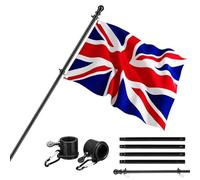 2PACK 1.8M/5.9Ft Telescopic Flag Pole, Stainless Steel Flagpole Kit with Tangle-free 360 Rotating Rings, Adjustable Wall Mount Flag Poles for Garden Yard Fence Roof Walls(2pcs(Telescopic hand crank))