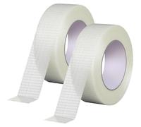 2Pack 1 Inch Wide Long Extra Strong Cross weave Reinforced Tape, Transparent Bi-Directional Filament Strapping Tape, Heavy Duty Anti Crack Water Proof Cricket Bat Tape Fiberglass Reinforced Tape
