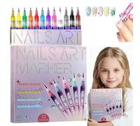 【2PACK】12 Colors Nail Art Pens Set,2026 Upgraded Nail Art Markers for Kids,DIY Nail Design Tools Kit for Beginners & Nail Artists and Teen Girl Gifts