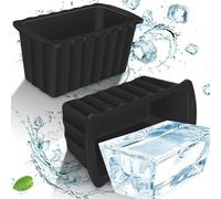 2Pack 12LB Extra Large Ice Block Mold Giant Ice Cube Molds Thick Silicone Ice Bricks Maker Molds Reusable Big Ice Cubes Trays Molds for Ice Bath Tub or Cold Plunge Coolers Chiller Freezer-Black