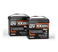 2Pack 12V 100Ah LiFePO4 Battery,Lithium Leisure Battery with Bluetooth, Built-in 100A BMS with Low Temp Protection 1280Wh Energy for Motorhomes,Campervan,Narrowboat,Solar