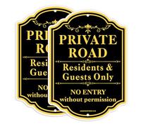 2Pack-14" x 10" Private Road Residents Guests Only No Entry Without Permission Sign