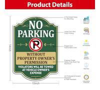 2Pack 14"x10"No Parking without Property Owner's Permission Sign