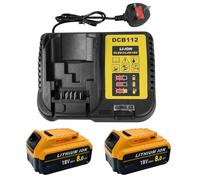 2Pack 18V Max 8Ah Replacement Battery Compatible with Dewalt DCB/DCD/DCF/DCG/DCS Series and DCB112 Chargers(Non Original Battery/Charger)