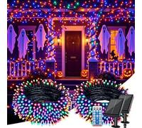 2Pack 20M 400LED Halloween Decorations Lights Solar Powered Fairy Lights | Halloween Lights String Lights Outdoor Garden, 1200mAh, 8 Modes, IP65, Decorative for Garden, Yard, Home, Party, Christmas