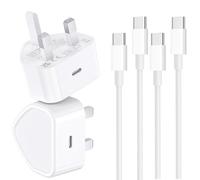 2Pack 25W USB C Plug for iPhone 15 14 13 12 11 Pro Max Plus X XS XR 8 SE 2020 iPad Pro Air Mini AirPods Pro Samsung Galaxy PD USB C Fast Charger Plug with 6FT USB C to C Cable USBC UK Power Adapter