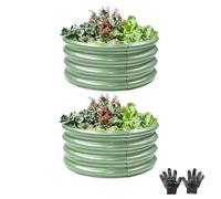 2Pack 2x2X1 FT Round Raised Garden Bed, Galvanized Planter Raised Beds for Outdoor Vegetables, Flowers & Herbs, Heavy-Duty Metal Raised Garden Beds, Rust-Resistant & Easy Assembly (Light Green)
