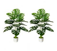 2Pack 30" Fake Plants Large Tropical Palm Tree, Artificial Monstera Tree Faux Plant in Pot for Indoor Outdoor Home Office Garden Decoration
