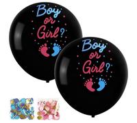 2Pack 36In Gender Reveal Party Balloon with Confetti, Baby Decorations Large Latex with Pink and Blue Confetti Pins and Ribbon for Baby Reveal Party Supplies Gender Reveal Balloon Box Celebration