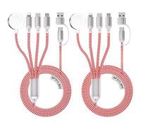 2Pack 4 in 2 Multi Fast Charger for A pple Watch, 1.8M/6FT USB A/C to iOS Port/Type C/Micro USB/iWatch Nylon Charging Cable Compatible for iWatch Ultra/SE/1-10/iPhone/iPad/AirPods/Galaxy/HUAWEI