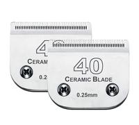 2Pack #40 Dog Grooming Clipper Replacement Blades - Compatible with Andis/Wahl/Oster, Detachable Ceramic & Stainless Steel Blade, Size 40, Cut Length 1/100" (0.25mm)