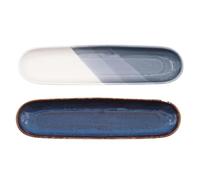 2Pack 40cm Long Ceramic Sushi Plate - Oval Reactive Glaze Serving Platter