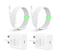 2Pack 45W iPhone 17 16 15 Charger Plug, 3M USB C Fast Charging Lead and Wall Charge Adapter, Long Type C to C Cable Cord with Block Cube for Apple iPhone 17 Pro Max/17 Air/16e/16 Plus/15/iPad