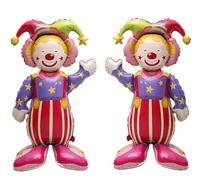 2Pack 4D Self Standing 47.6 Inch Huge Smiling face Circus Clown aluminum Foil Balloons, for birthday Halloween christmas party Decorations