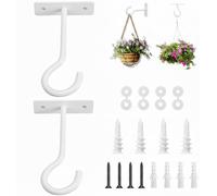 2Pack 4Inch Ceiling Hooks for Hanging Plant, Hanger for Indoor and Outdoor Plant Pots Holder, Wall Hook for Planters, Flower Basket, Wind Chimes, Lanterns, Lights, Bird Feeders, Home Decor-White