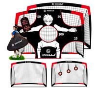 2Pack 4x3ft Popup Football Goals with Carry Case & 2in1 Targets | Portable Goal with Net for Garden | Durable Football Training Equipment & Football Gifts | Single or Pair with Optional Targets