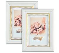 2Pack 4x6 Vintage Picture Frame - Antique 6x4 Photo Frame Retro Photo Frames Stand Free-standing Horizontally & Vertically for Home Office Desk Tabletop Art Paint Display (Retro Ornate White)