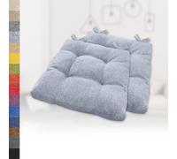 2Pack 55x55x15cm Comfortable Chair Cushions with Ties Plush Seat Pads for Garden Kitchen or Dining Room Square Faux Linen in Sky Blue