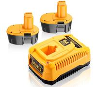 2PACK 6000mAh 18V DC9096 Replacement for Dewalt Battery Compatible with Dewalt 18V Battery + 3A Charger for DC9310 DE9098 DE9503 DE9039 DE9095 DE9096 DW9096 (B+C)