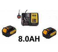 2Pack 8.0Ah 18V Li-Ion Battery For Dewalt Xr Slide Li-Ion Dcb184 Dcb182 Dcb183 + Dc18Rc Charger