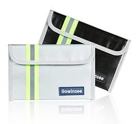 2PACK 8"x 5" Fireproof Money Bag - Silicone Coated, Fire & Water Resistant Safe Bag for Valuables - Money, Passport, Keys