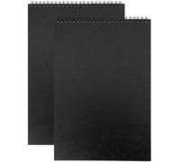 2Pack A4 Black Sketch Books Sketch Pads Hard Back Cover A4 Spiral Bound Sketch Pad for Children Adults
