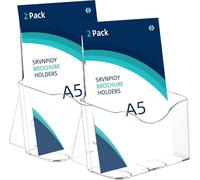 2Pack A5 8.07*3.26*2.08 inches Acrylic freestanding brochure dispenser, transparent flyer holder, adapted to office, restaurant, counter, reception, hotel front desk freestanding brochure flyer holder
