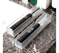 2Pack Acrylic Electric Toothbrush Holder with Diatomite Drying Stone, Bathroom Drawer Organizer with Drainage Hole for Tooth Brush, Compatible with Philips, Oral-B